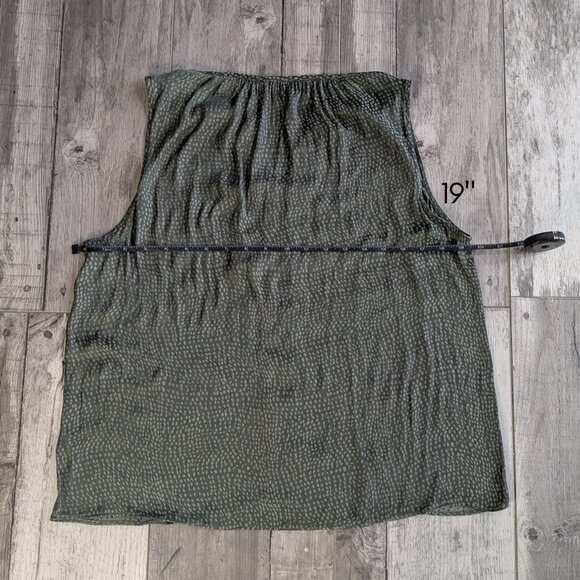 Jennifer Lopez, Sleeveless Flowy Blouse, Olive Green Print, Sz M - Picture 7 of 11